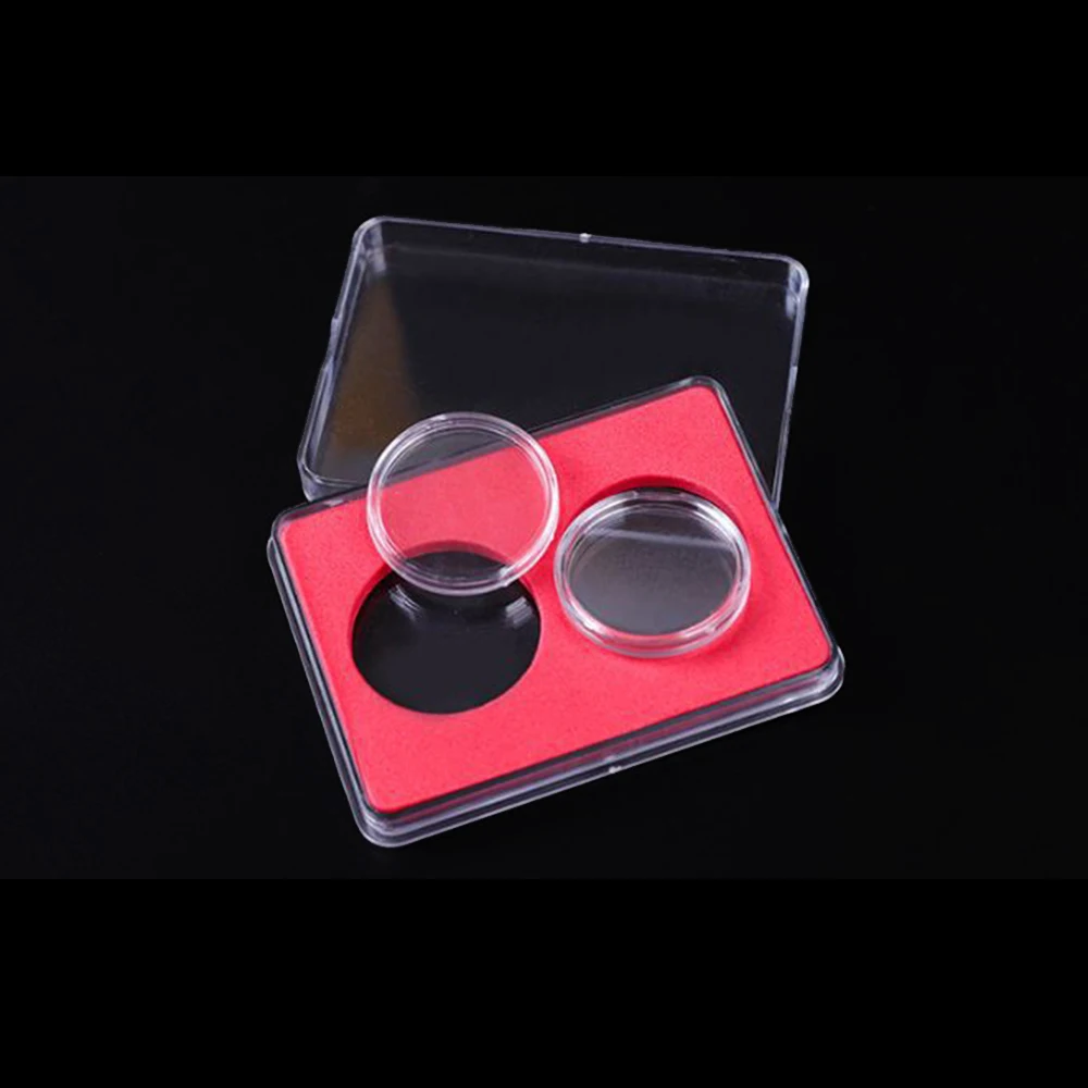 Coin Holder Transparent Round Coin Box Capsules Storage Coin Collection Holder Containers 2Grid Home Supplies Organizer Collection Protector coin bank coin holder coin capsules
