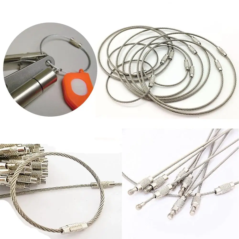 5/10/15Pcs High quality Outdoor Tools Locking Keys Chain Wire Keyrings EDC Keychain Key Holder Stainless Steel Carabiner