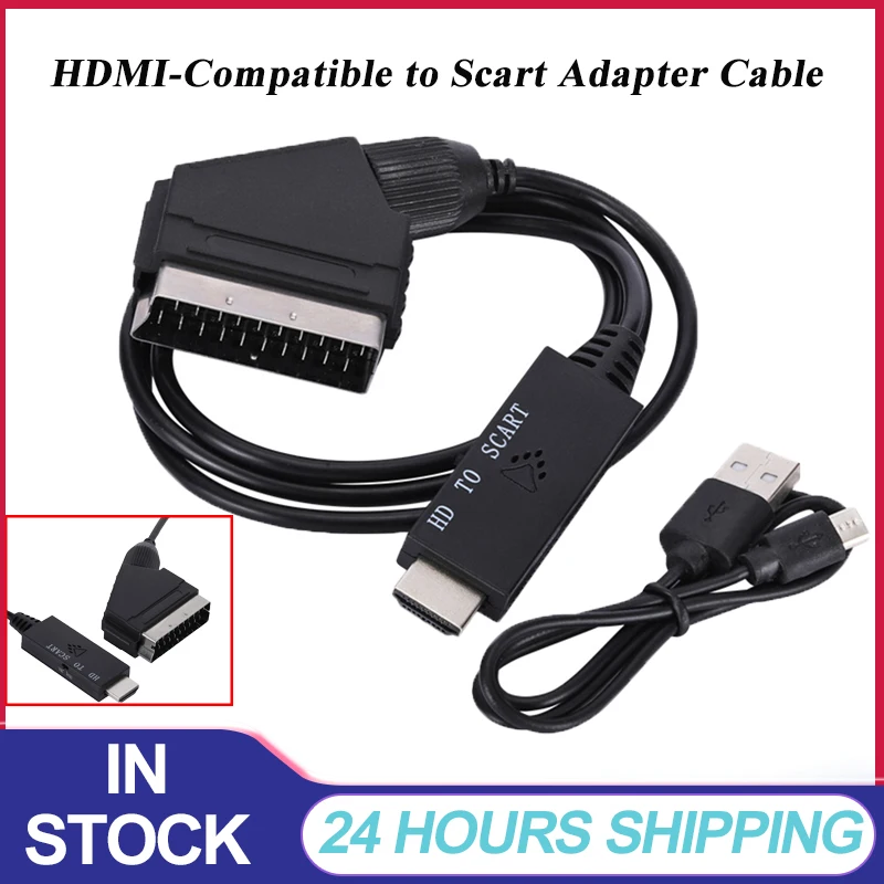 HDMI 호환 스카트 어댑터 케이블 오디오 비디오 케이블 컨버터, PAL/NTSC, HD TV DVD 박스 신호 업스케일 컨버터 액세서리