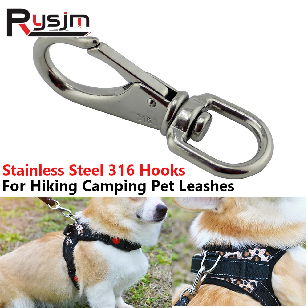 

1Pc/4Pcs M7 Multi-purpose Swivel Eye Spring Snap Hook Quick hook Chain Pet Leashes Carabiner Stainless Steel Hiking Camping