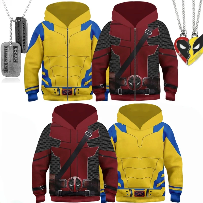 Deadpool Wolverine Costume For Boys Girls Superhero Cosplay Pullover Hoodies 3D Print Jacket Xmas Halloween Party Outfits superhero cosplay costume,kids cosplay costume