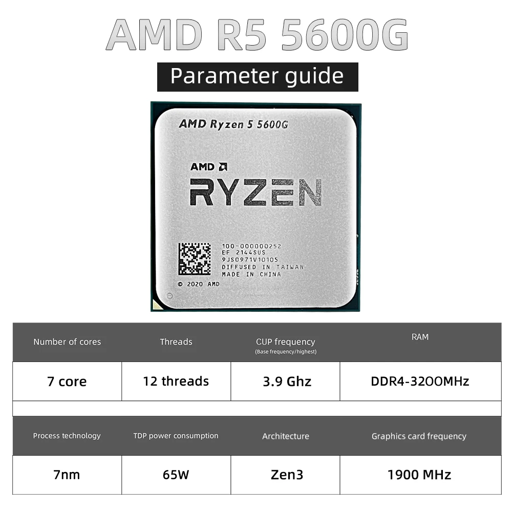Neue amd ryzen 5 5600g box version novo cpu vega 7 mit kühler 