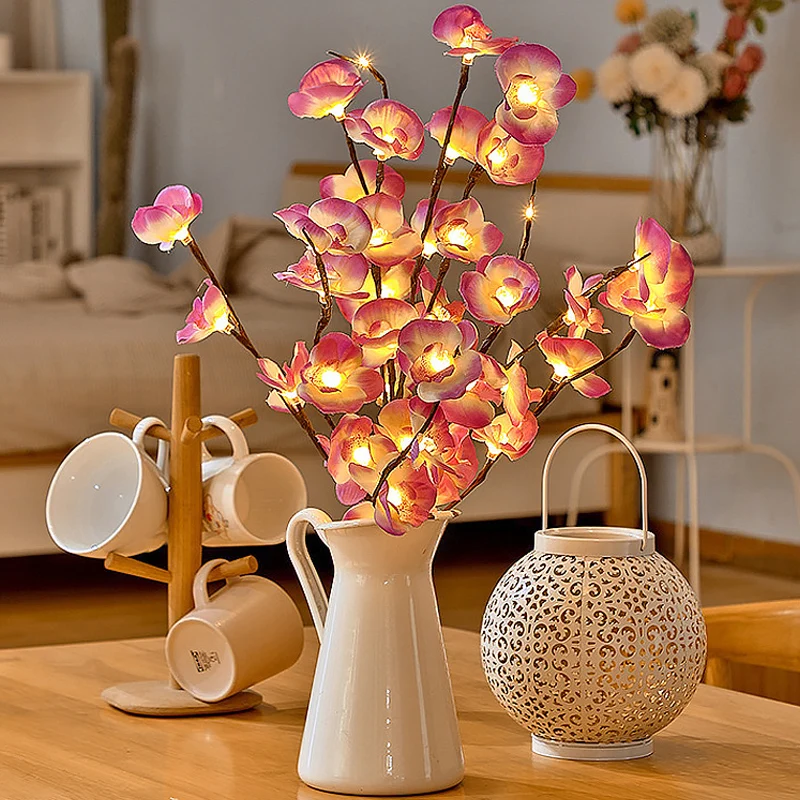 20 Led Flower String Fairy Light Butterfly Orchid Branch Garland Light Vaso Filler Flower Fairy Light Christmas Home Decoration