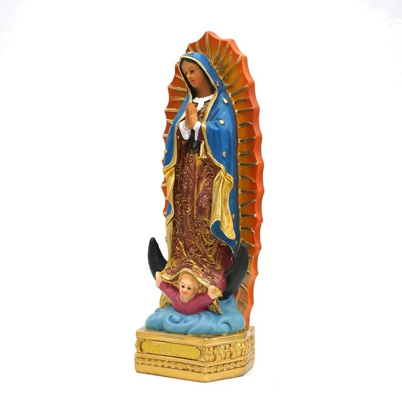 Handmade Painted Our Lady of Guadalupe Statue Figurine Catholic Sculpture Resin Home Office Religious Decoration Ornament Crafts Christian Statue Home Decor Items