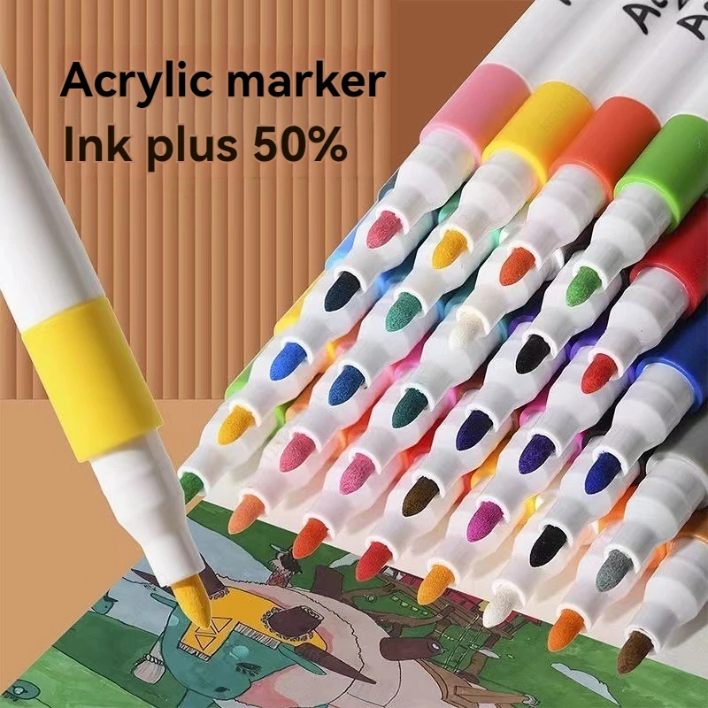 24/80색 아크릴 마커 암석 그림 키트 (어린이용) 석재 페인트 펜 세트 세라믹 유리 나무 DIY 공예 미술 용품