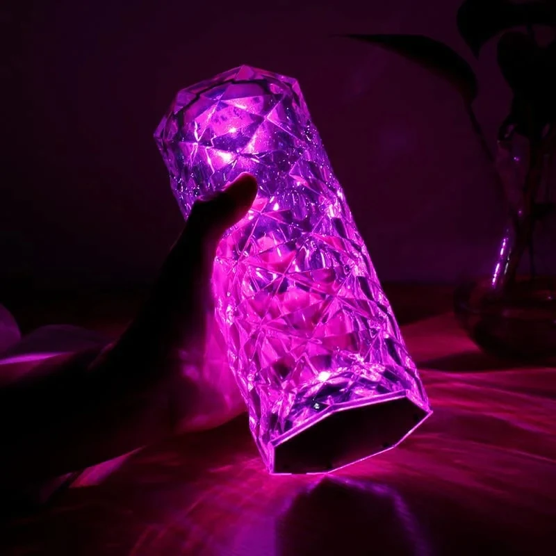 Rechargeable 16 Colors RGB Rose LED Night Light Color Changing Crystal Touch Table Lamp For Bedroom Nightstand Christmas Decor images - 6