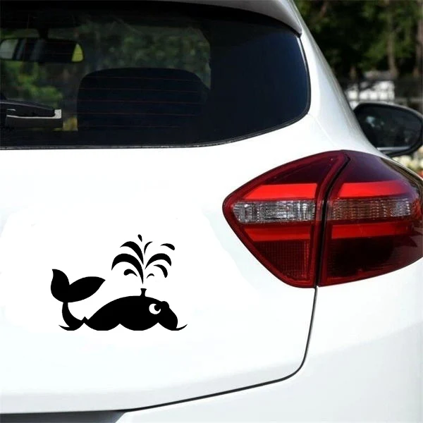 Rare Marine Life Whale Water Fountain Cartoon Cute Animal Car Sticker for Motorcycle Kayak Canoe Car Decor Waterproof Reflectiv