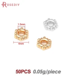 High - Quality 18K Gold & Silver Flower Spacer Beads - Silver Color (4MM 50PCS)