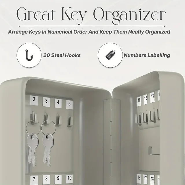 Metal Wall Mounted Multi-Key Lock Box Security Storage Box Spare Car Key Storage Box Suitable for Home Office Factory Store Use 4