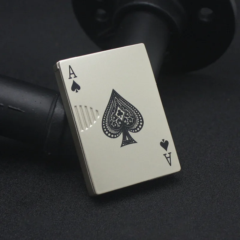 Metal Jet Playing Cards Torch Lighter Turbo Butane Gas Lighter Creative Windproof Portable Outdoor Funny Toys For Men