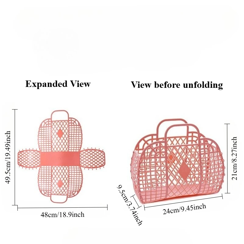 1PC Fashion Foldable Storage Basket, Cosmetics Storage Basket, Bathroom Storage Basket, Hollowed Out Storage Basket, Beach Bag