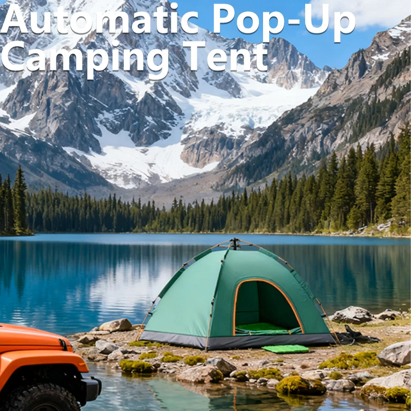 1 tente de Camping verte, Portable, pliable, pour la nuit, entièrement automatique, épaisse, plage, intérieur, ouverture rapide