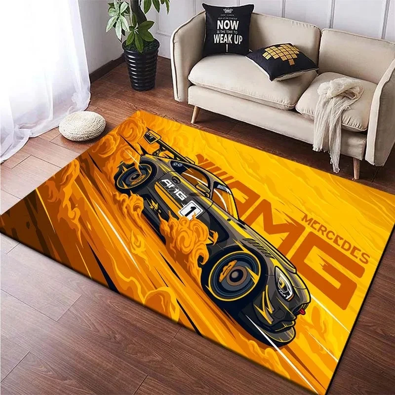 Cool Racing Car Pattern Non-Slip Area Rug