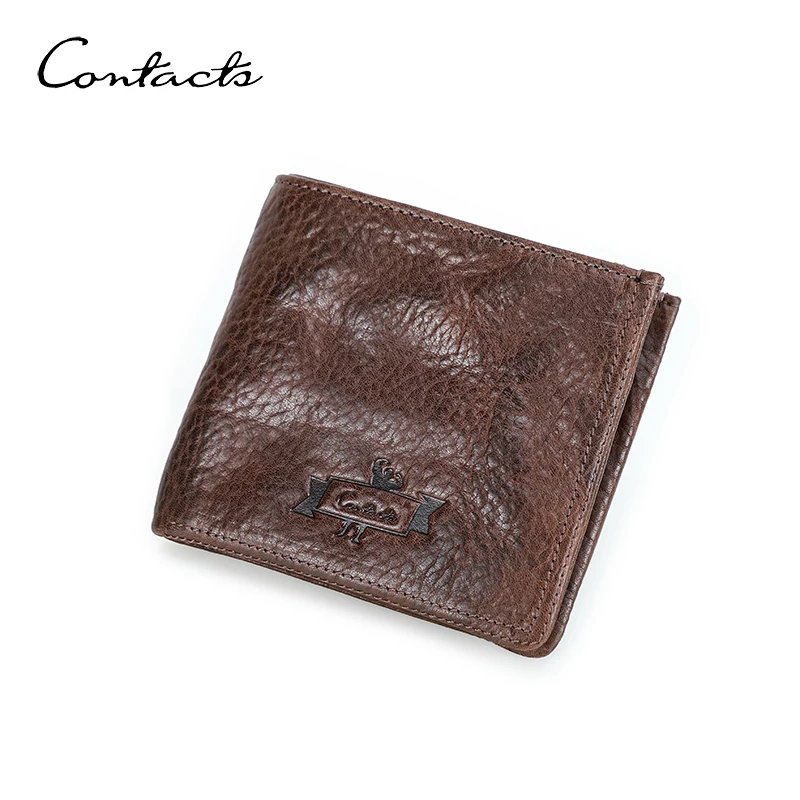 Contact's Genuine Leather Luxury Designer Short RFID Wallets for Men