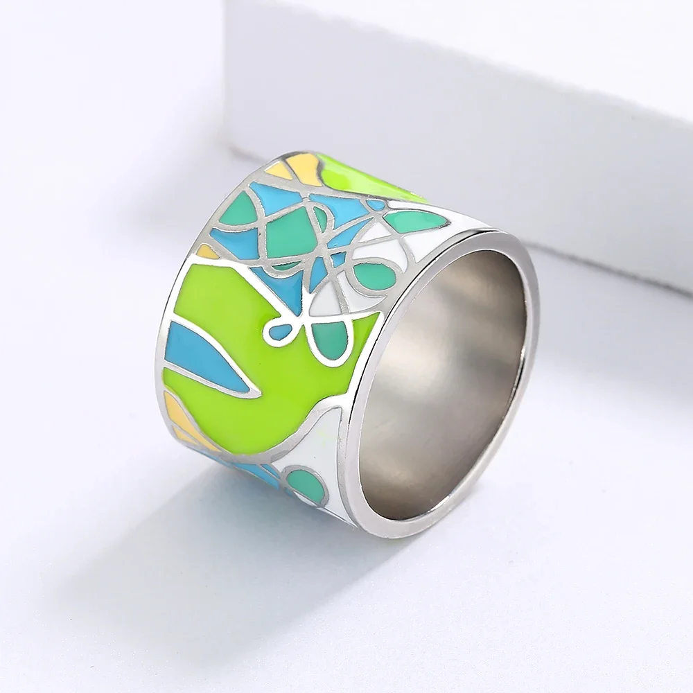 Wedding rings silver rings silver ring gold plated rings gold plated silver ring gold rings golden ring gemstone ring emerald gemstone ring jade ring Women's Epoxy Leaf Shape Ring Handmade Enamel Jewelry Wedding Bridal Jewelry Engagement