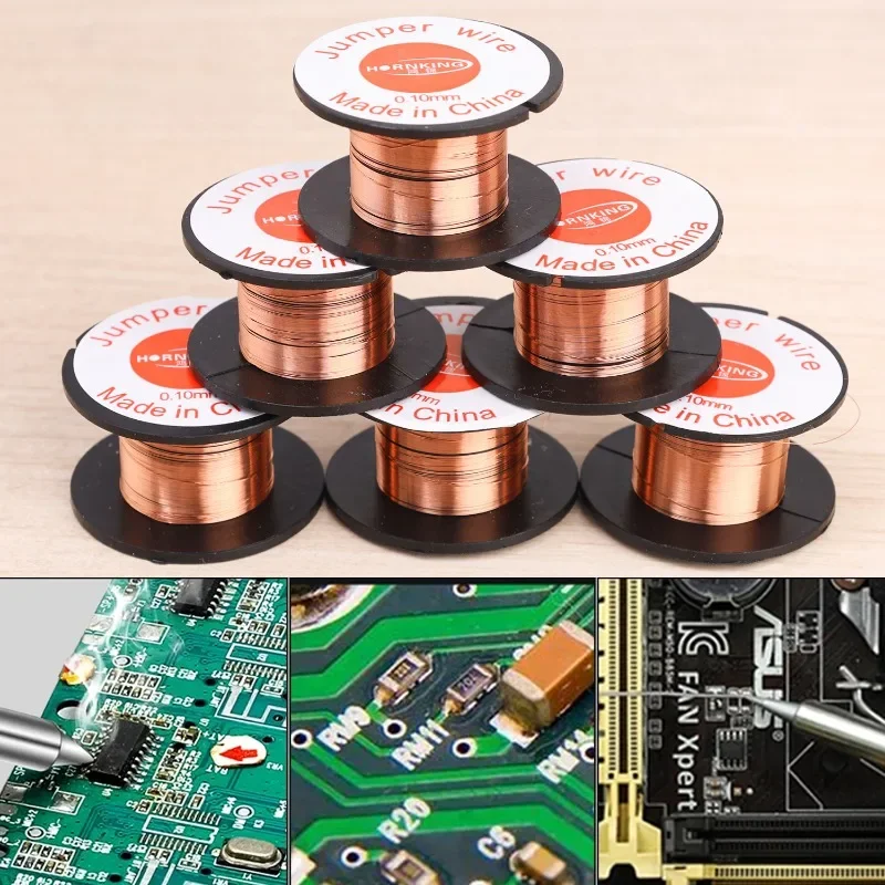 Insulation Copper Soldering Wire Jumper Wire 0.1mm Mobile Phone Computer Motherboard Fingerprint PCB Repair Welding Tool 50x
