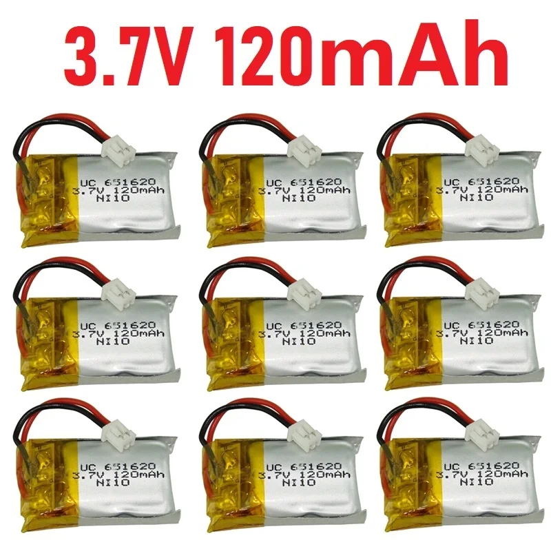 1-20pcs 3.7v 120mah 20c For Cheerson CX10 CX-10 CX-10A RC Helicopter/RC quadcopter 3.7 V 120mah Li-po battery 651620 1.25mm Plug