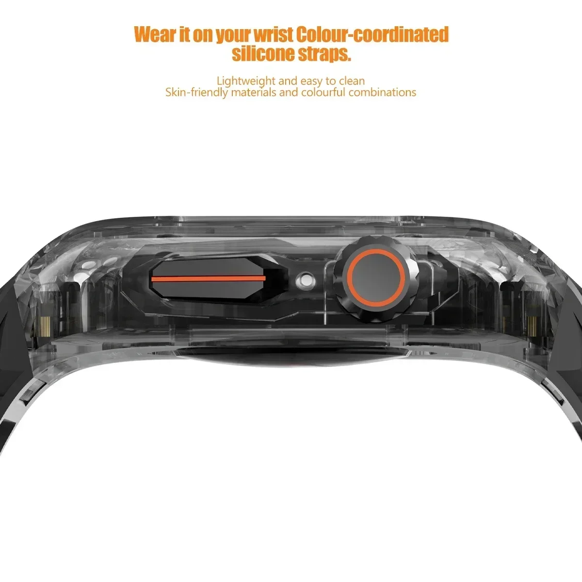 Transparent Modification Kit For Apple Watch 11 10 987 46 45mm Strap Case for IWatch Series 44 40mm 654SE Rubber Band Refit Mod