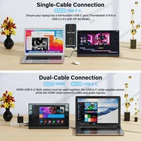 Amoudo 15.6 Inch Portable Monitor 1920x1080P  Extend Display IPS LCD Panel Penhole Stand VESA USBC Mini HDMI Mobile Display 3