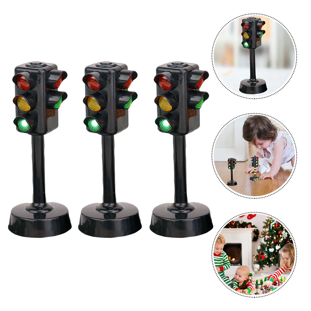 Stobok Traffic Lights 3Pcs 4.5X4.5X11Cm Traffic Signals Lamp Toy Diy Traffic Signs Model Toys Traffic Light Toy Party 3pcs traffic light toys traffic light model toys early education playset for kids toddlers parking