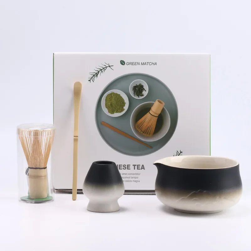 طقم ماتشا سيراميك منحوت