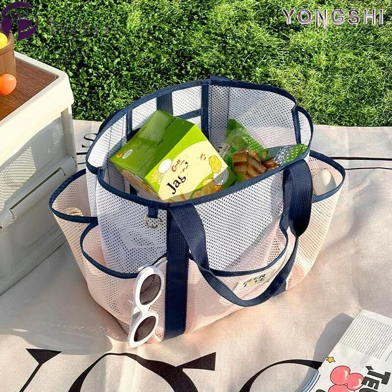 대용량 메쉬 수영 가방 휴대용 피트니스 비치백 여행용 수건 보관 정리함 (모미안, 해외 직구)