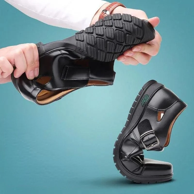Men's Leather Anti Slip Shoes Business Casual Summer Sandals