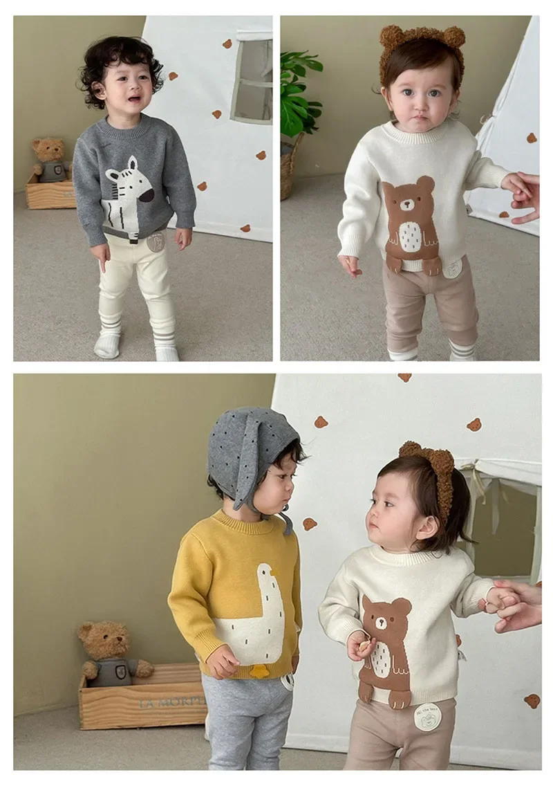 Autumn Kids Sweater Cartoon Bear Pullover