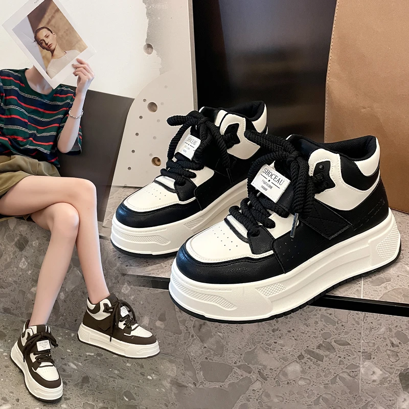 

Женская повседневная обувь на толстой подошве, с высоким берцем