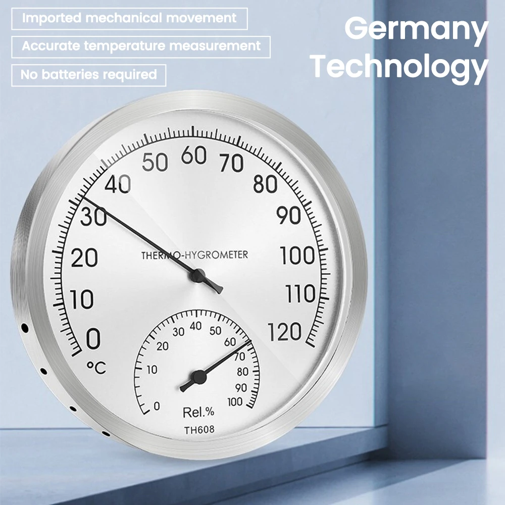 Th-608 Termometro Meccanico Igrometro Appeso A Parete In Acciaio Inox Indoor Outdoor Sauna Temperatura Ambiente Misuratore Di Umidità Monitor