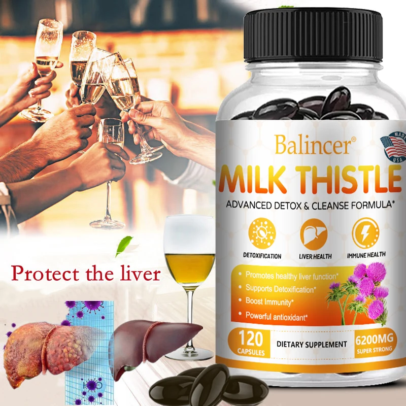 Balincer Milk Thistle Detox & Cleansing Formula 6200 Mg Supports Healthy Liver Detoxification Heat Detoxification Antioxidants