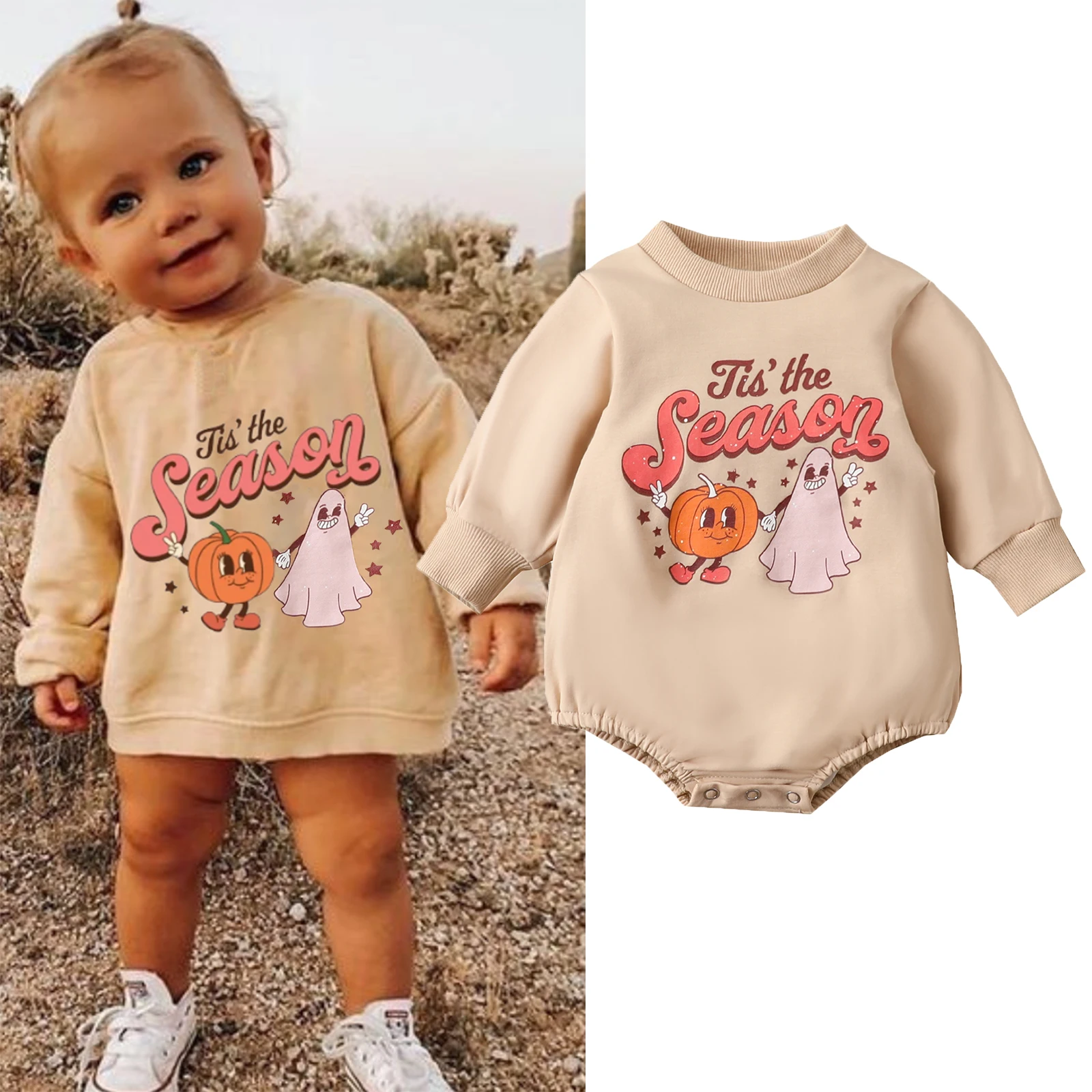  Baby Boy Girl Fall Clothes Crewneck Sweatshirt Romper