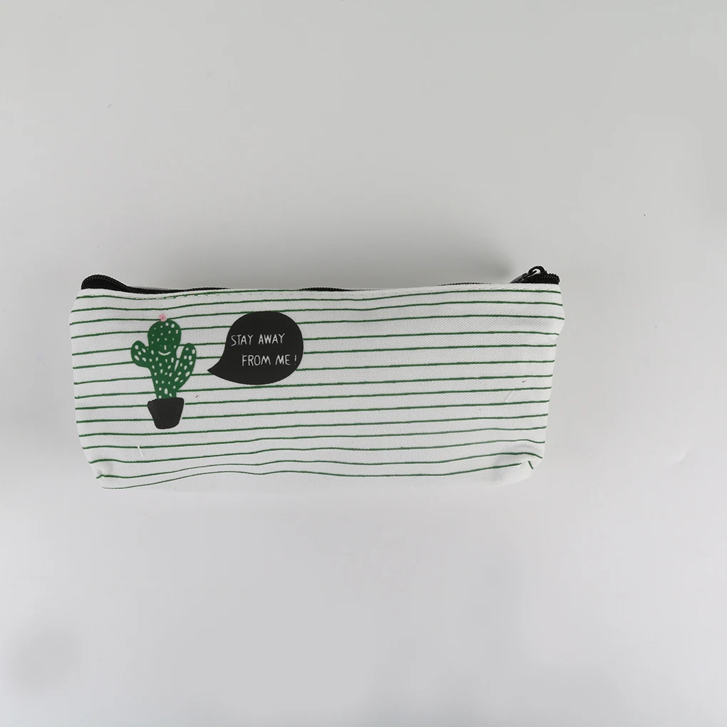 

Cute Cactus Canvas Zipper Pencil Bags Storage Pen Pouch Pencil Bag For Girls Student