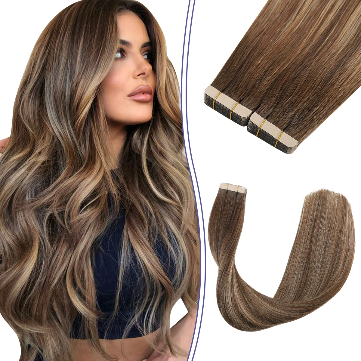 Sindra-Tape-in-Hair-Extensions-Balayage-Color-Straight-Remy-Human-Hair ...