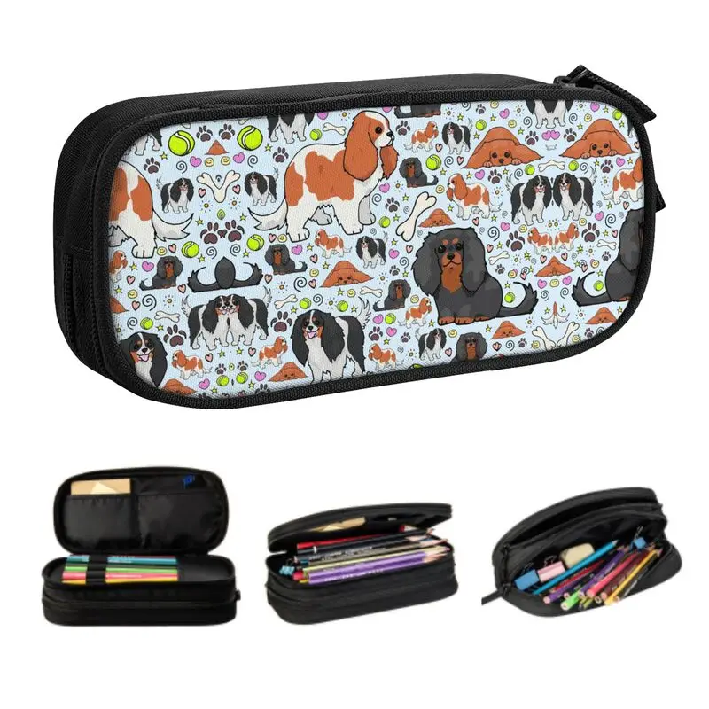 

Cavalier King Charles Spaniel Cute Pencil Cases Boy Girl Big Capacity Dog Lovers Pencil Box Students Stationery