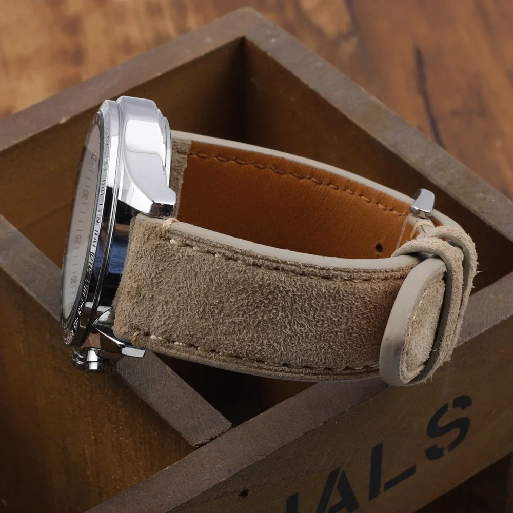 Luxury Handmade Suede Leather Watchband - Vintage Tan, Gray, Beige Strap