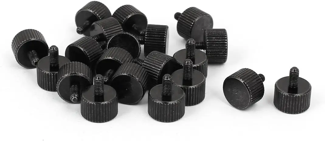 

Keszoox Computer PC Case M3x6mm Black Zinc Plated Flat Head Knurled Thumb Screw 20pcs