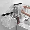 Foldable 24 Clip Socks Underwear Rack Drying Bra Panties Bathroom Towel Holder Wall Mounted Shower Bars Clothes Organizer 1
