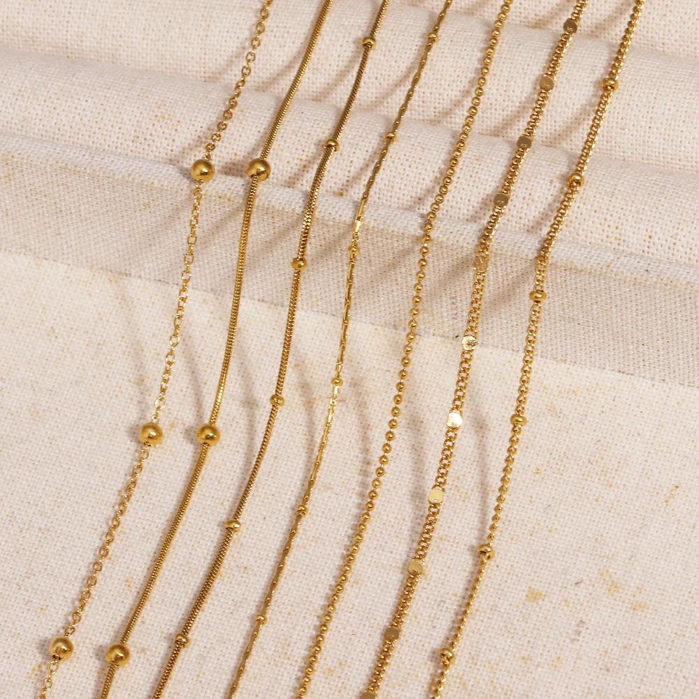 18K Gold Farbe PVD vergoldet Edelstahl Kuba Kreuz O Welligkeit gedrehte Kette Halskette verstellbare Kette DIY Halskette Großhandel – Detail 2