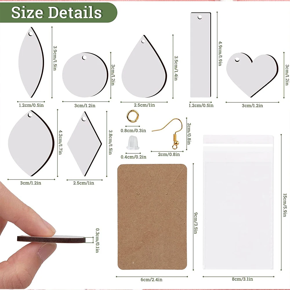 260Pcs Sublimation Blank Teardrop Earring Pendant Valentine's Day Women DIY Earring Heat Transfer Unfinished Wood Earring
