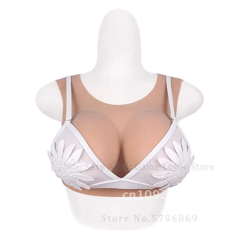 New Crossdressing Lifelike Breast Enlargement Shoulder Girdle Round Neck Toys Realistic Gay Silicone Fake Man For Sex Soft Boobs