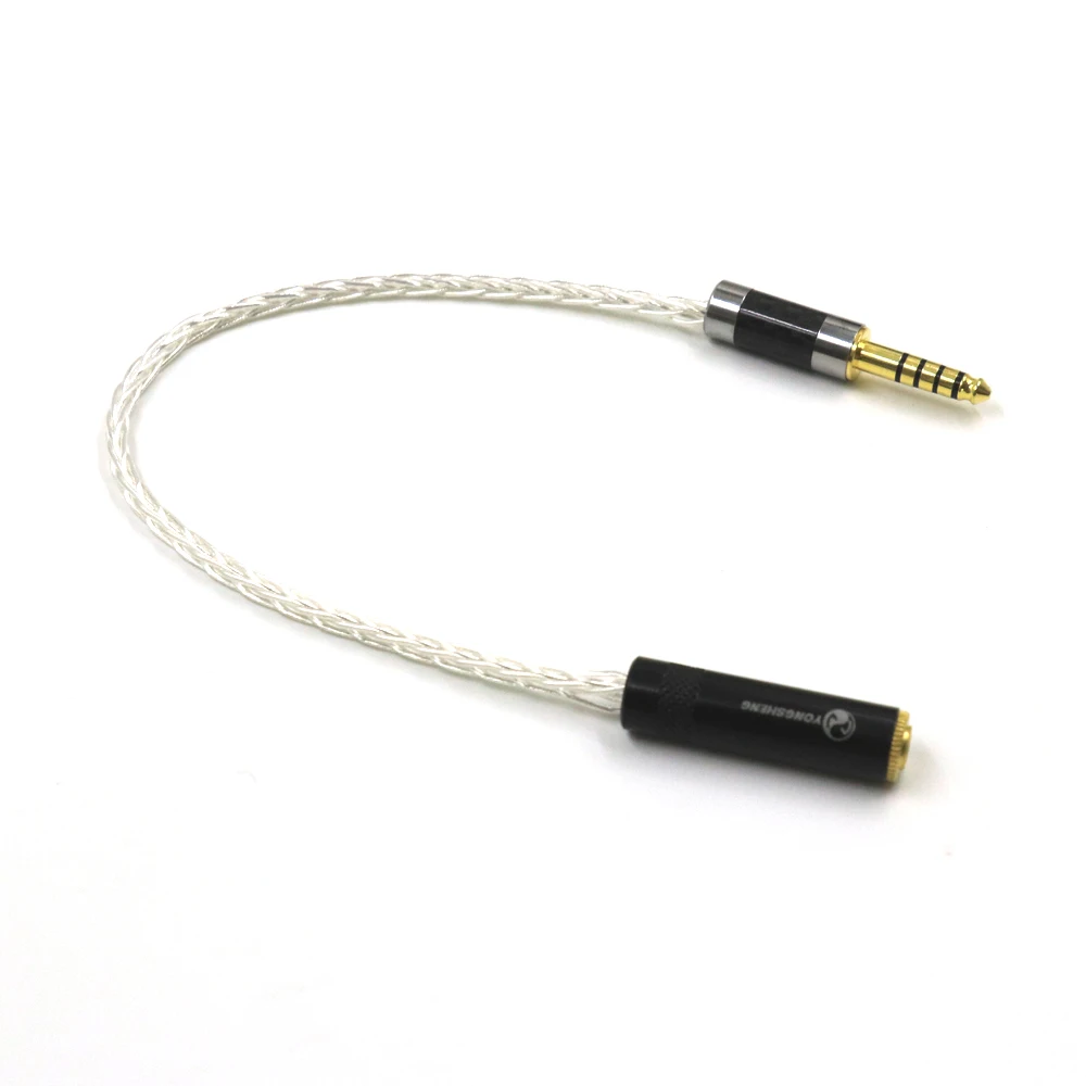 

New Silver Plated 4.4mm Balanced Male to 3.5mm Stereo 3pole Female Audio Adapter Cable 4.4 to 3.5 Connector Cable