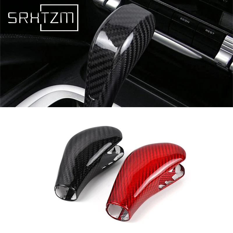 

Наклейка на ручку переключения передач из настоящего углеродного волокна, автомобильная центральная консоль, украшение интерьера для Porsche Cayenne 2004 -2009