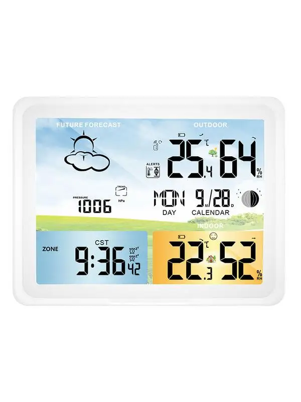 

Wireless Weather Station Forecaster Indoor Outdoor Thermometer Hygrometer With Sensor Color Touch Screen Alarm Clock