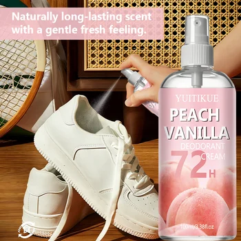 Peach Vanilla Deodorant Spray 72H Long Lasting Fresh Scent Foot And Shoe Odor Eliminator Spray 1