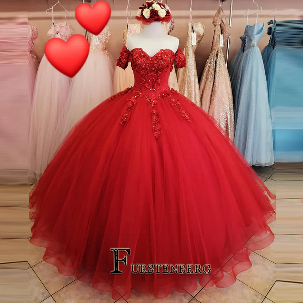 

Fanshao Trendy Quinceanera Dress Sweetheart Appliques Rhinestone Tulle Pleated Ball Gown 15 Anos Vestidos De Baile Custom Made