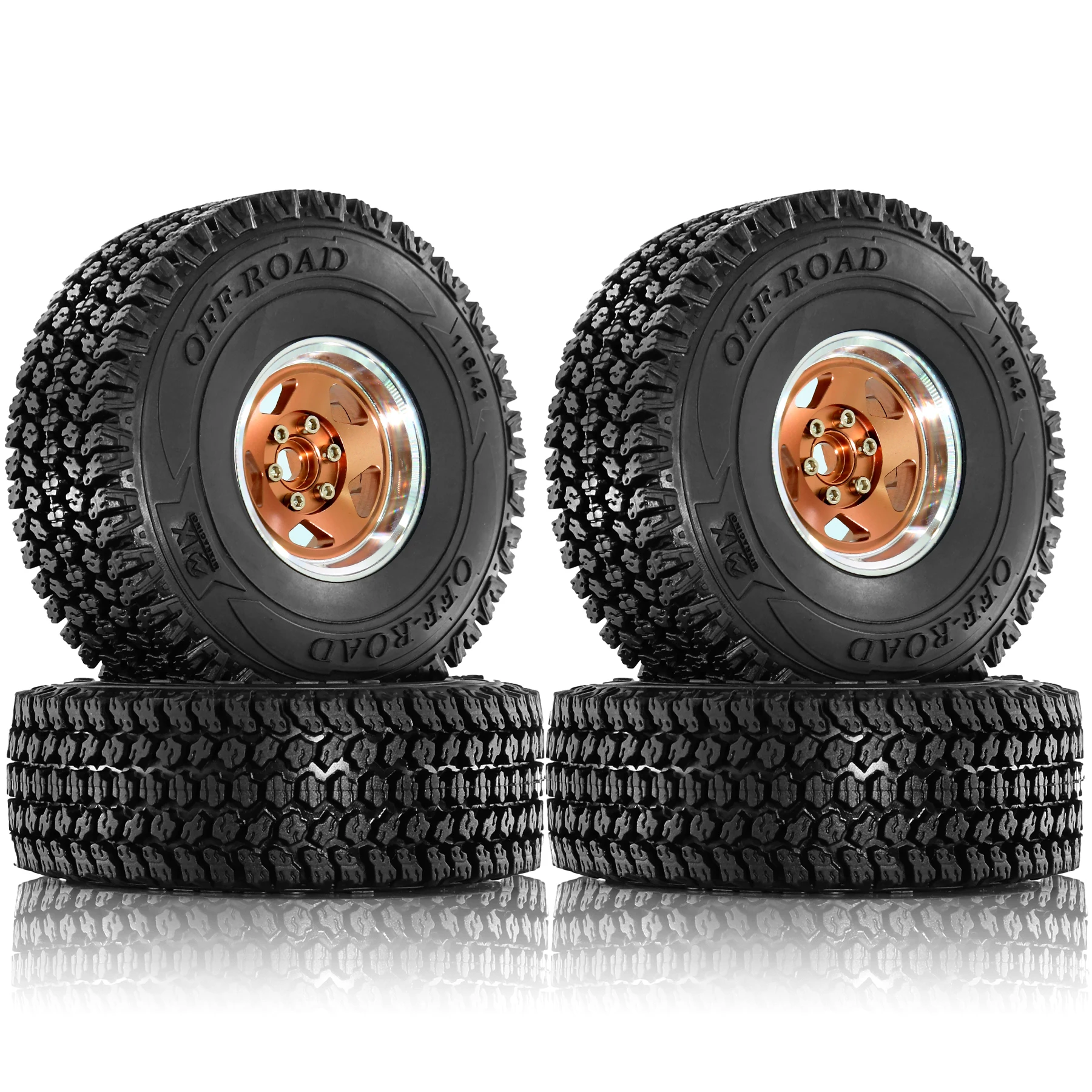 1.9" RC Crawler Tires (4.13" OD) With Foam Inserts - High Grip Rubber For Axial SCX10, Traxxas TRX4, Tamiya CC01 - 1:10 Scale