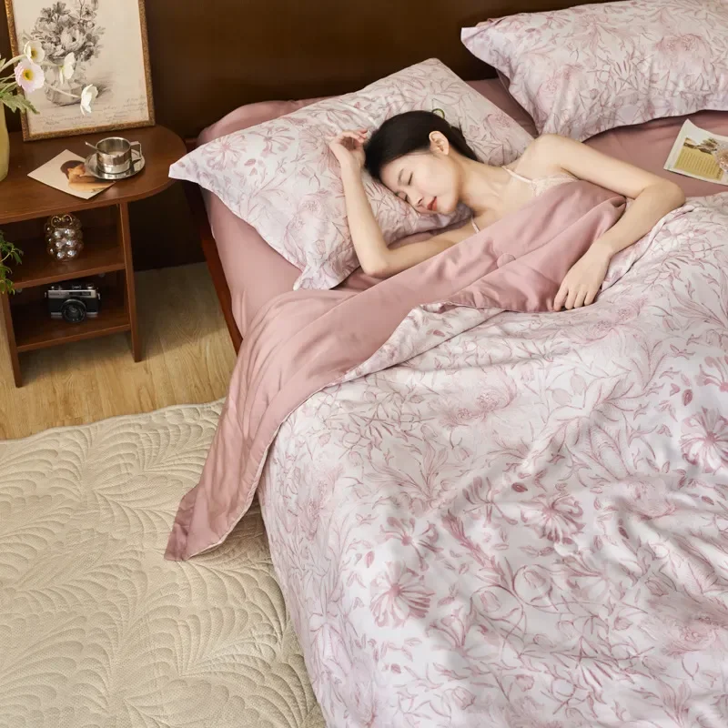 

Летний крутой Комплект постельного белья из соевого волокна Tencel, комплект одеял размером с воздушный ворс, шелковистый кондиционер, легкий цвет