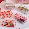 Clear Makeup Bag Fashion Transparent Travel Portable Mini Wash Storage Bags Strawberry Flower Print Women Zipper Cosmetic Bag 1