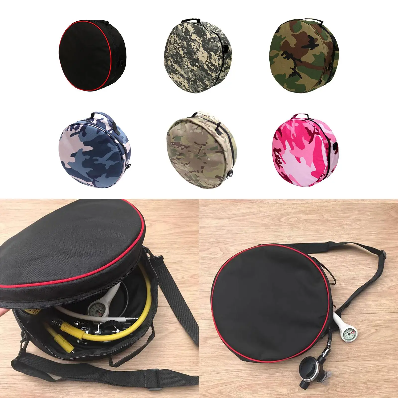 Scuba Diving Regulator Bag Nylon 14inchx4inch Round with Adjustable Shoulder Strap Practical Tote BCD Regulator Gear Holder